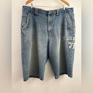 Makaveli Denim Shorts Mens Size 42 Blue Jean  2pac Hip Hop Y2K Baggy